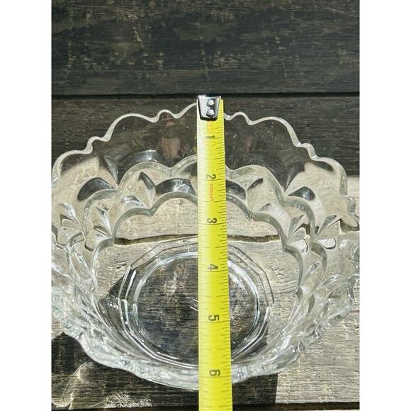 Vintage Heisey 6 1/4” Nappy Bowl Impressed Diamond H Scallops Clear Glass Dish - Picture 8 of 14